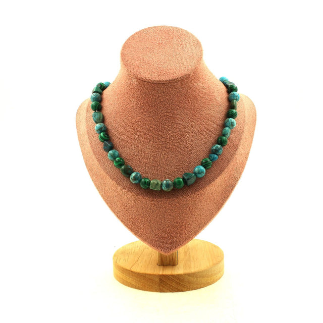 Collier en Perles de Chrysocolle + Turquoise + Malachite 8 mm
